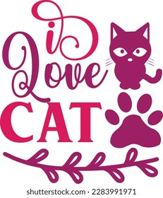 i Love Cat svg ,cat svg Design, cat t-shirt design