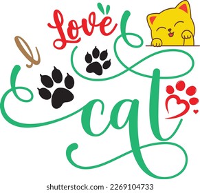 I love cat svg vector