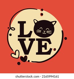 love cat text poster illustration