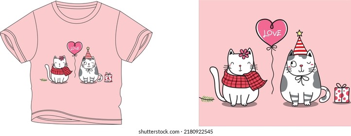 love cat t-shirt design background color is a pink and t-shirt color is a pink beautiful color and beautiful design