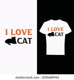 I love cat t-shirt template design vector