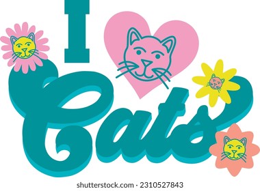 I love cats. Artwork for stickers, printing, poster, or tshirt.