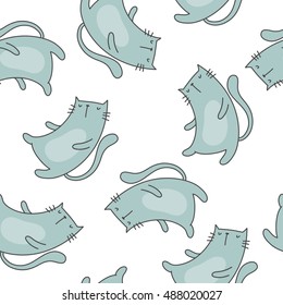 Love Cats. Cartoon vector print