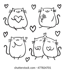 love cats. Cute vector illustration