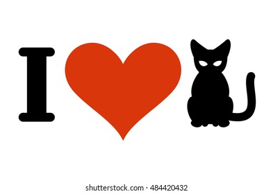 I love cats. Heart and pets. Logo for at owner and animal lovers