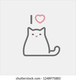 I love cats - icon illustration