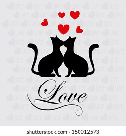 love cats over gray background vector illustration 
