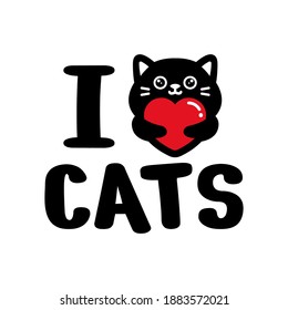 I Love Cats Quote Graphic Design