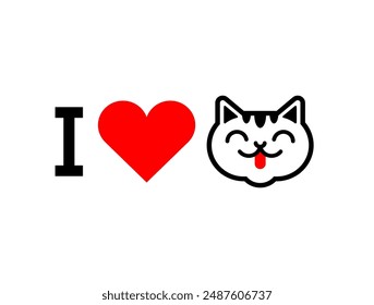 I love cats sign. Heart and cat. I like pet. Symbol of love for animals