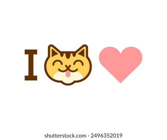 I love cats sign. Heart and cat. I like pet. Symbol of love for animals