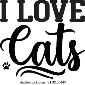 Ich liebe Katzen, Svg T-Shirt Design und Vektordatei.