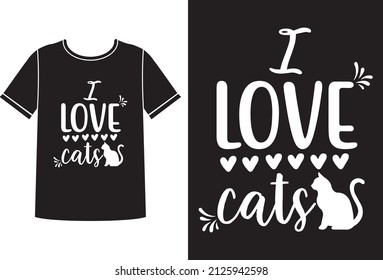 I love cats t-shirt design template