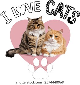 I LOVE CATS VECTOR ART