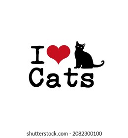 I love cats vector illustration.