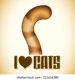 I love cats vector lettering, Cat tail Icon - emblem