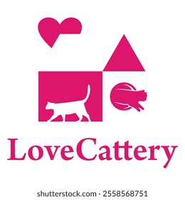 love cattery flat minimalist logo design