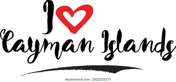 I Love Cayman Islands Country Name In Grunge Text Typography