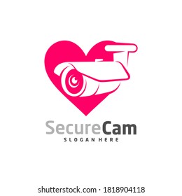 Love CCTV Camera Logo Design Vektorvorlage, Concept Symbol Symbol