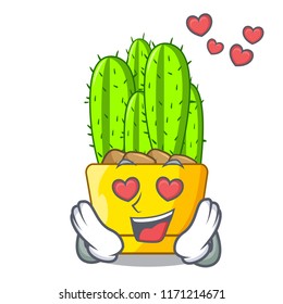 In love cereus cactus in a pot cartoon