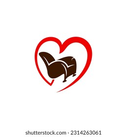 Love and chair logo combination, furniture company