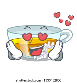 In love chamomile tea in the cartoon shape