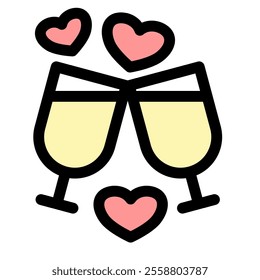 Love champagne - clean and modern valentines day icon.