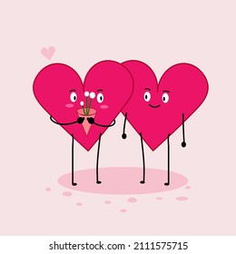 love characters pink icon flat vector,love cartoon.pink love,love valentine's day, love kartun design illustration background