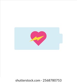 Love charging flat icon, valentines day pattern vector illustration, isolated on white background. 