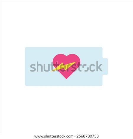 Love charging flat icon, valentines day pattern vector illustration, isolated on white background. 