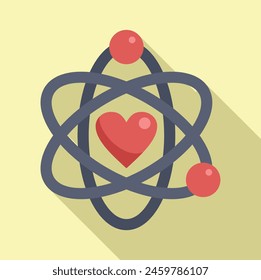Love charity atom icon flat vector. Care support. Hope volunteer