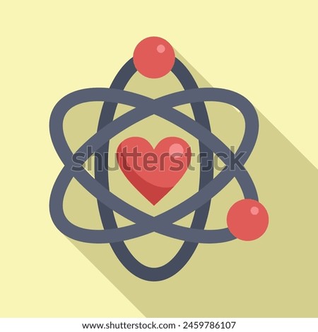 Love charity atom icon flat vector. Care support. Hope volunteer