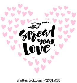 Love and charity concept hand lettering motivation poster. Artistic modern brush calligraphy design.