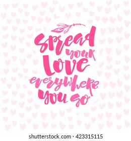 Love and charity concept hand lettering motivation poster. Artistic modern brush calligraphy design.