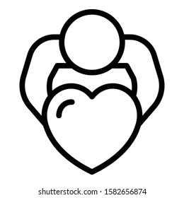 Love charity icon. Outline love charity vector icon for web design isolated on white background