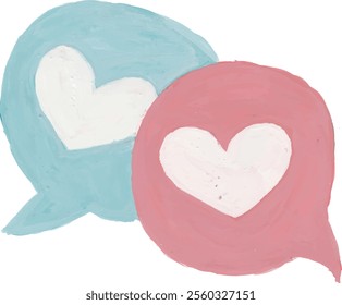 Love chat bubble blob hand drawn watercolour clipart with isolated white background