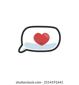 love chat bubble in outline flat vector design.