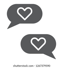 Love chat glyph icon, romantic and dialog, speech bubble sign, vector graphics, a solid pattern on a white background, eps 10.