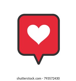 Love chat, heart icon in speech balloon