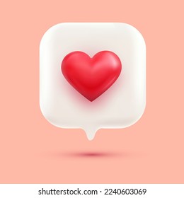 Love Chat with Heart Shape 3D Cartoon Style Render