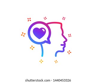 Love chat icon. Heart symbol. Valentines day communication sign. Dynamic shapes. Gradient design romantic talk icon. Classic style. Vector