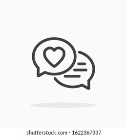 Love chat icon in line style. For your design, logo. Vector illustration. Editable Stroke.