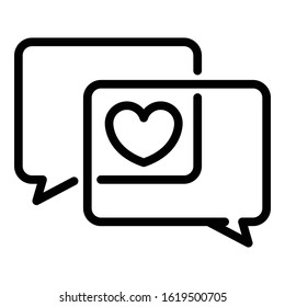 Love chat icon. Outline love chat vector icon for web design isolated on white background