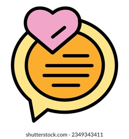 Love chat icon outline vector. Wedding event. Service manager color flat