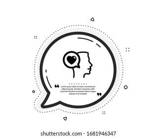Liebes-Chat-Symbol. Angebotsblase. Herzsymbol. Valentinstag-Kommunikationszeichen. Anführungszeichen. Klassisches romantisches Talksymbol. Vektorillustration