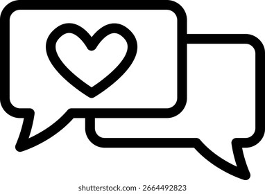 Icono de chat de amor: Burbujas de discurso con símbolo de corazón