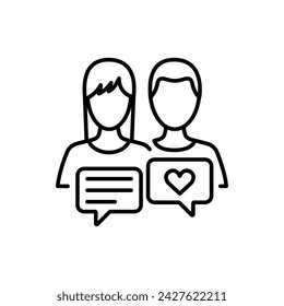 Love chat icon vector illustration. Relationship on isolated background. Chat talk sign concept.