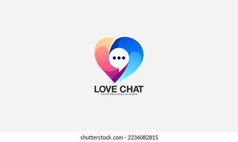 Plantilla de diseño de logotipo del icono de chat de amor