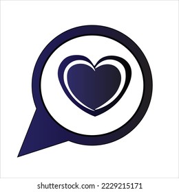 Love Chat ,label Dating Logo Icon. Heart shape in message bubble. Vector template. dark blue love