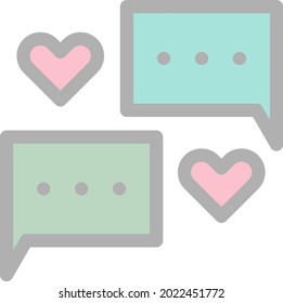 Diseño de iconos vectores de luz de línea de chat de amor
