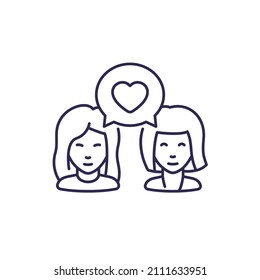 love chat line icon with two women, girls